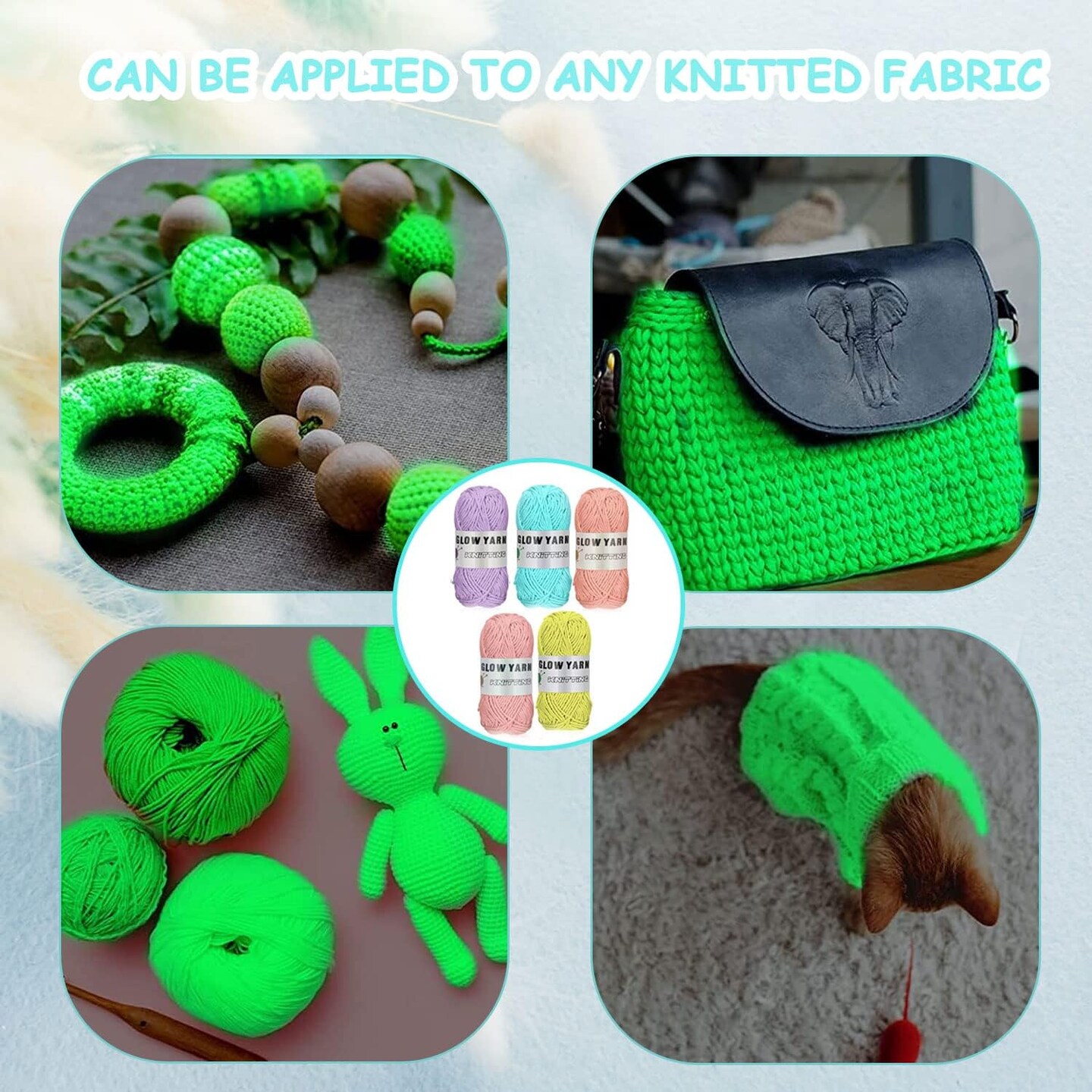 5 Pcs Glow in The Dark Yarn