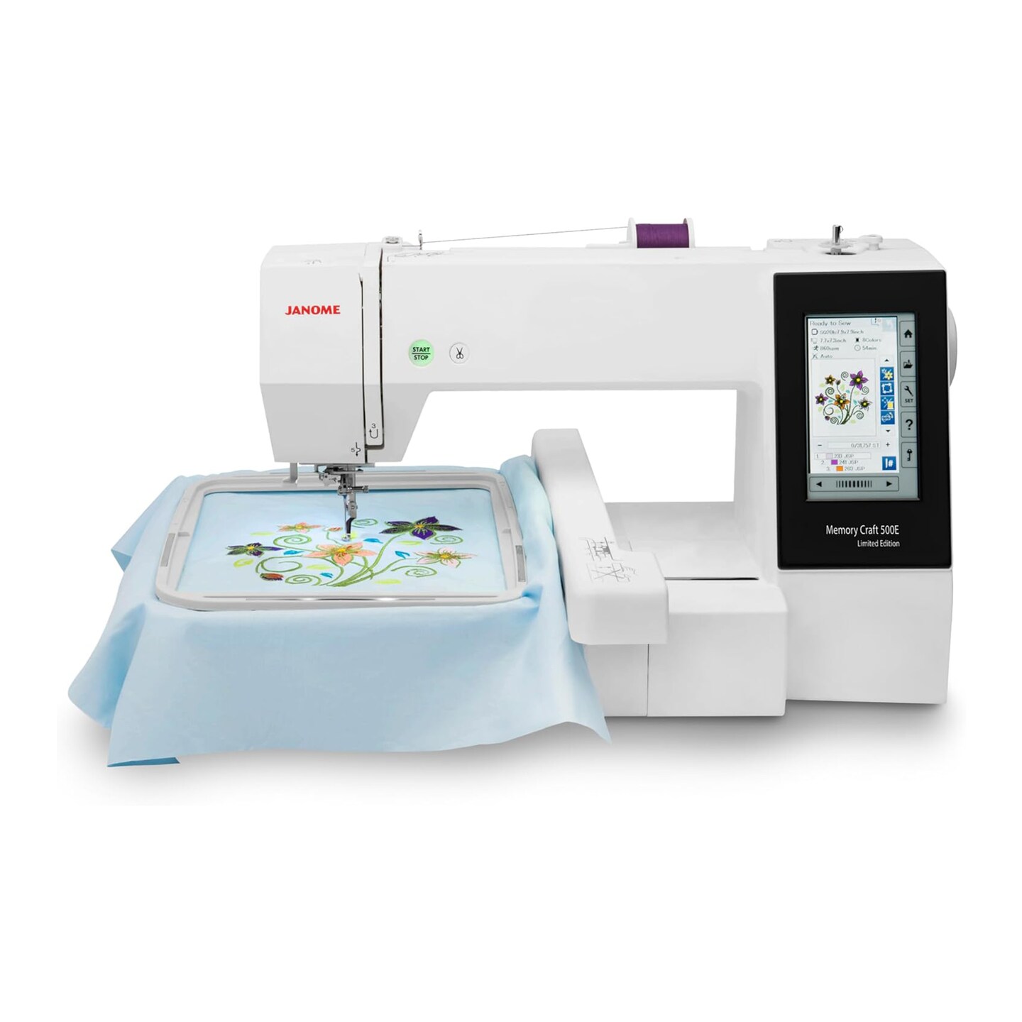 Janome Memory Craft 500E LE Embroidery Machine 160 Designs Hoops Touchscreen LCD