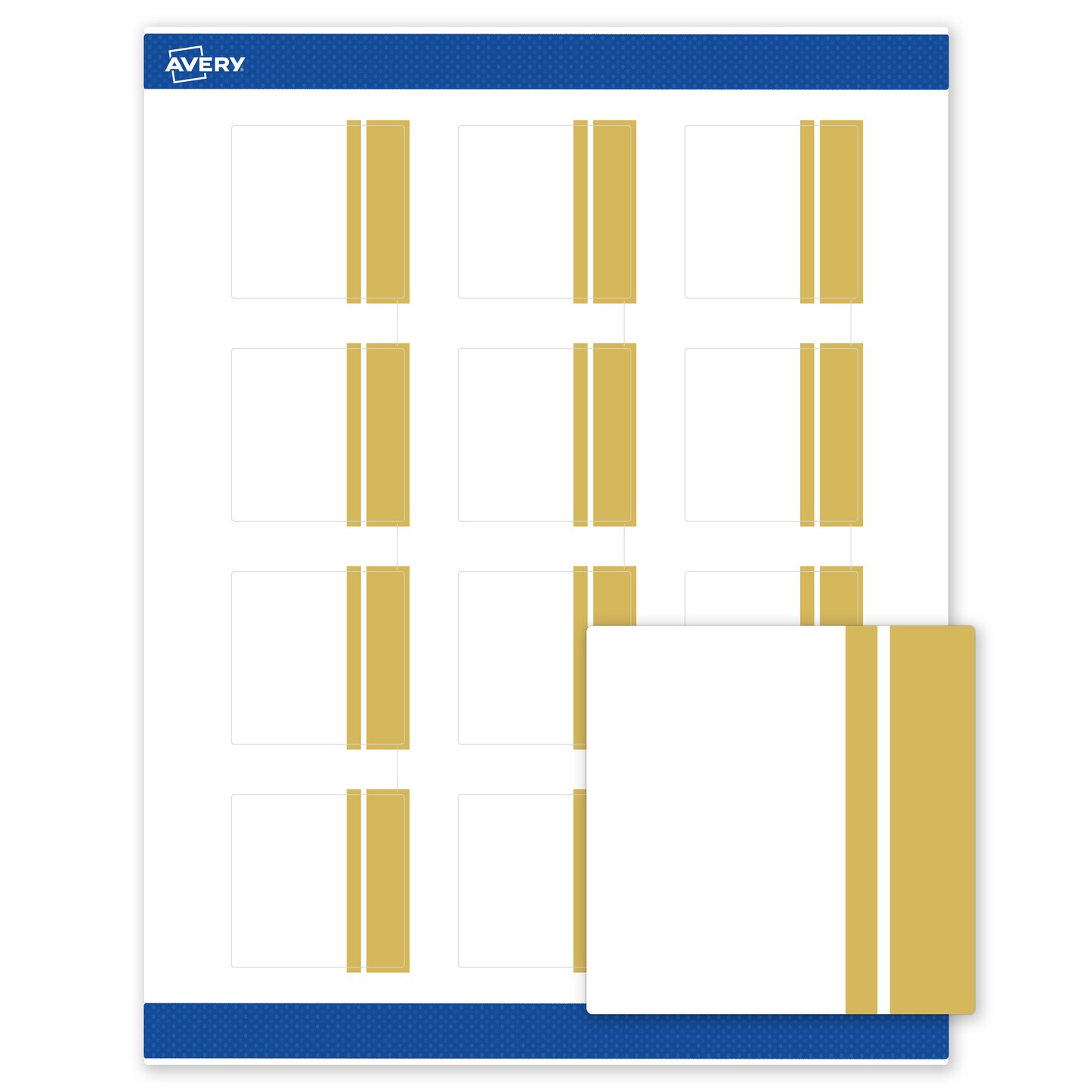 Avery Printable Square Labels, Gold Double-Dipped Edge, 2" x 2", Matte White Square Labels, Permanent, Laser/Inkjet, 120ct, Great for Product Labels