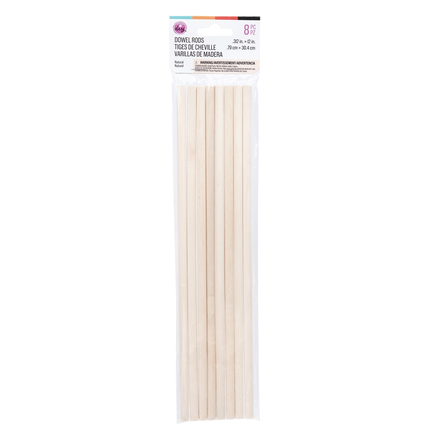 CousinDIY Wood Dowel Rod 5/16&#x22;X 12&#x22; 8/Pkg-Natural