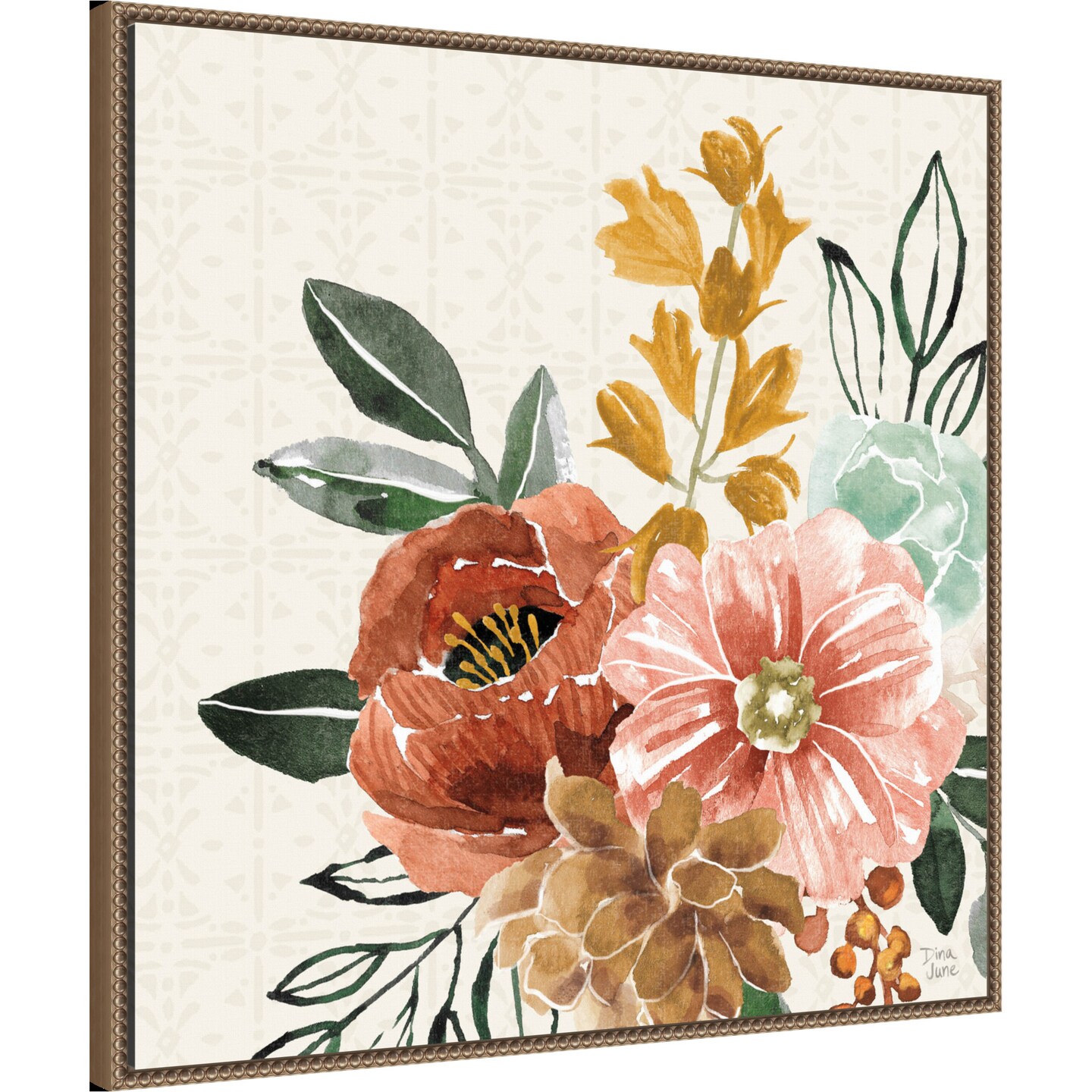 Chic Flowers by Dina June Framed Canvas Wall Art