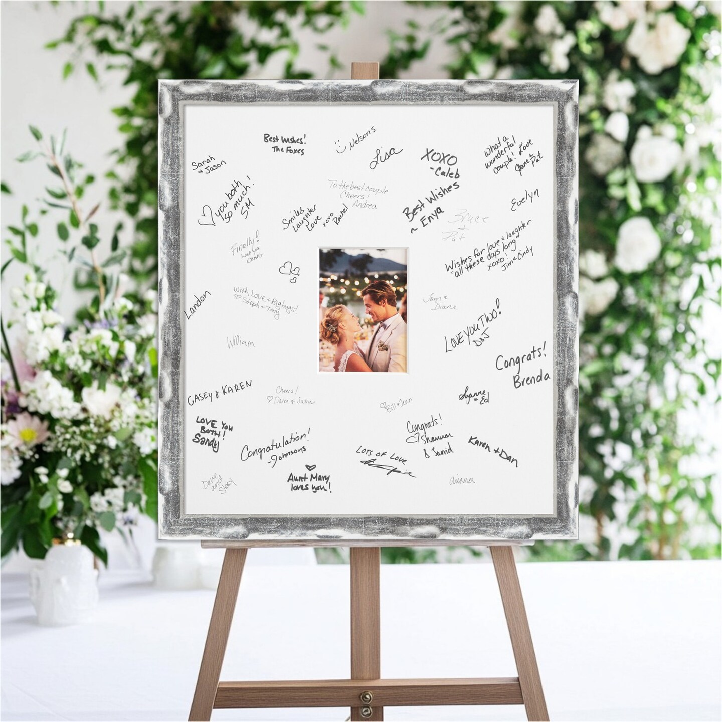 Scratched Wave Signature Mat Picture Frame, Photo Frame Wedding Guest Book Alternative, Autograph Picture Mat for Signature Board, Wedding Celebrations Graduations Support Encouragement or Retirement