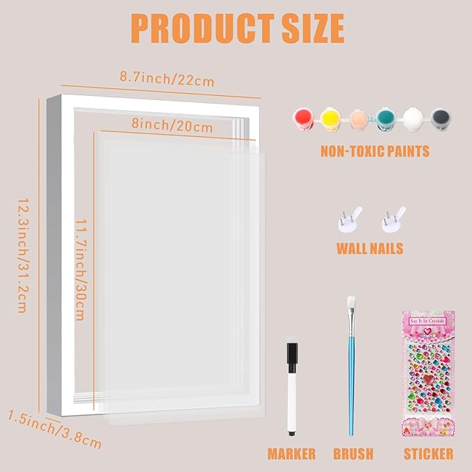 Family Handprint Kit - DIY Craft Keepsake Frame with Clear Boards, Family Memory Gift for New Families & Pets (White)