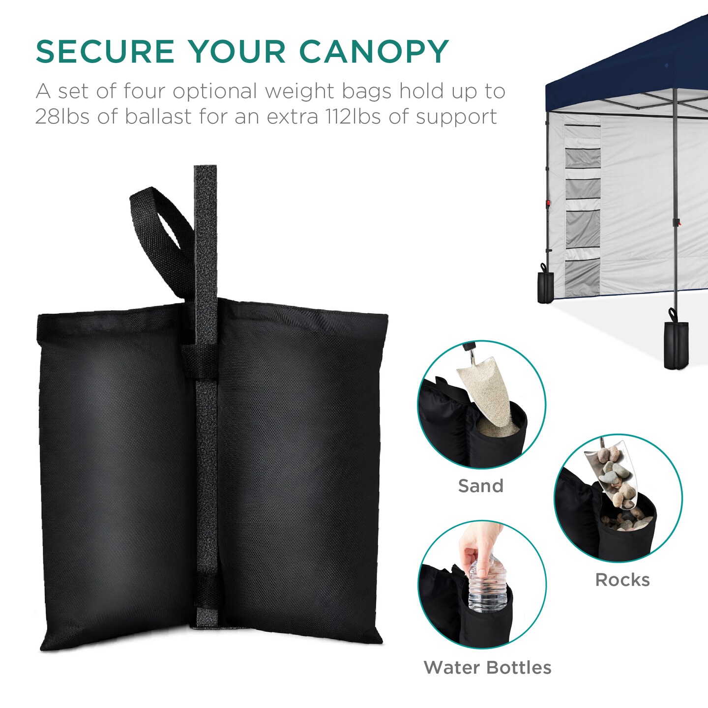 Best Choice Products 10x10ft Easy Setup Pop Up Canopy, Portable Tent w/ Side Wall, 1-Button Push, Case