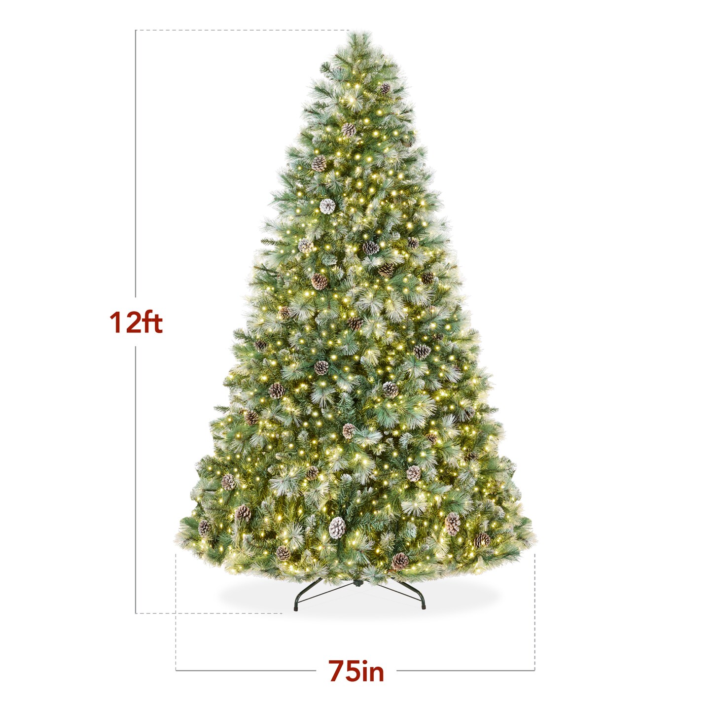 Best Choice Products Pre-Lit Frosted Scotch Pine Christmas Tree w/ 2-In-1 LED Lights