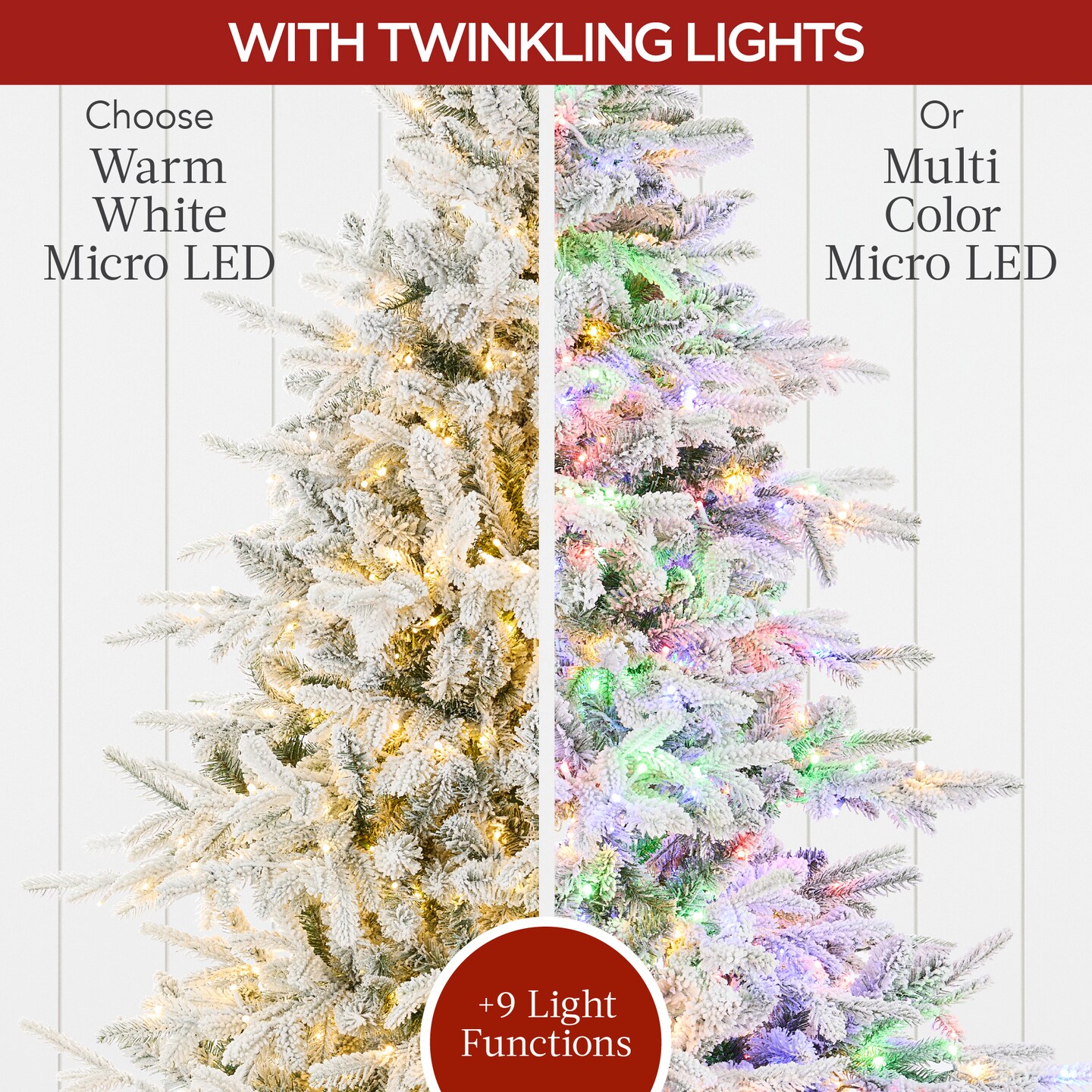 Best Choice Products Pre-Lit Flocked Full Aspen Noble Fir Christmas Tree w/ 2-in-1 Twinkling Micro LED Lights