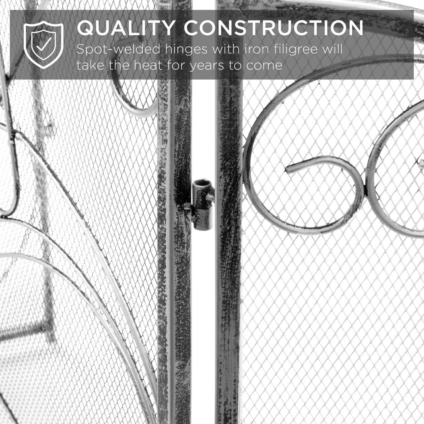 Best Choice Products 3-Panel 55x33in Wrought Iron Fireplace Safety Screen Decorative Scroll Spark Guard Cover