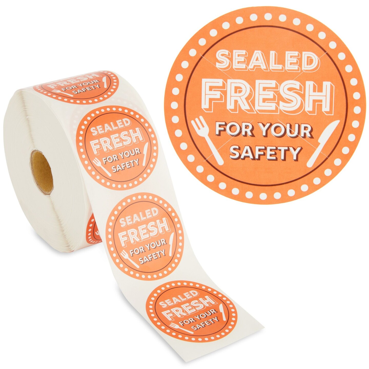 1000-Pieces of Tamper Evident Labels Roll for Food Delivery, 2 Inch Round Sealed Fresh for Your Safety Stickers, Tape for Restaurant Packages, Diners, Business Labeling