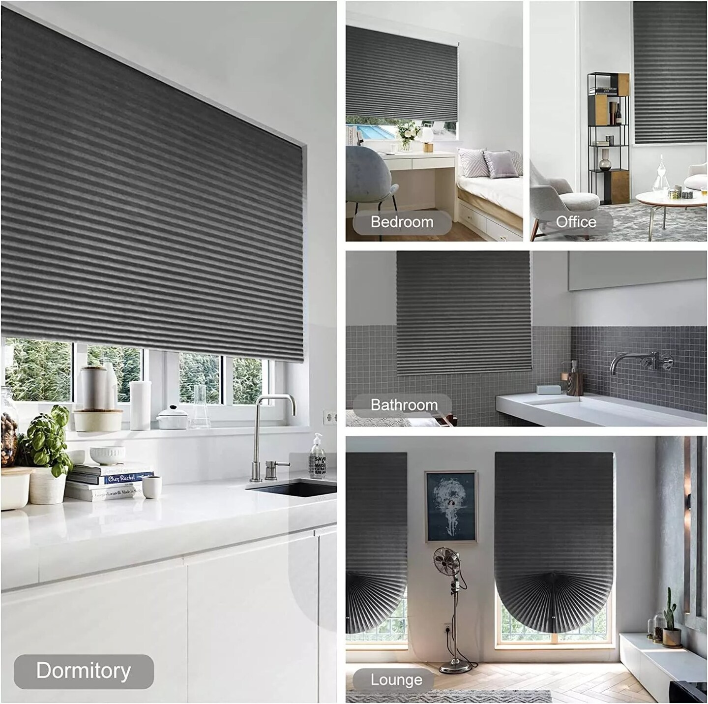 Cordless Blackout Pleated Fabric Shade Window Blind Sun UV Half Blind Roller