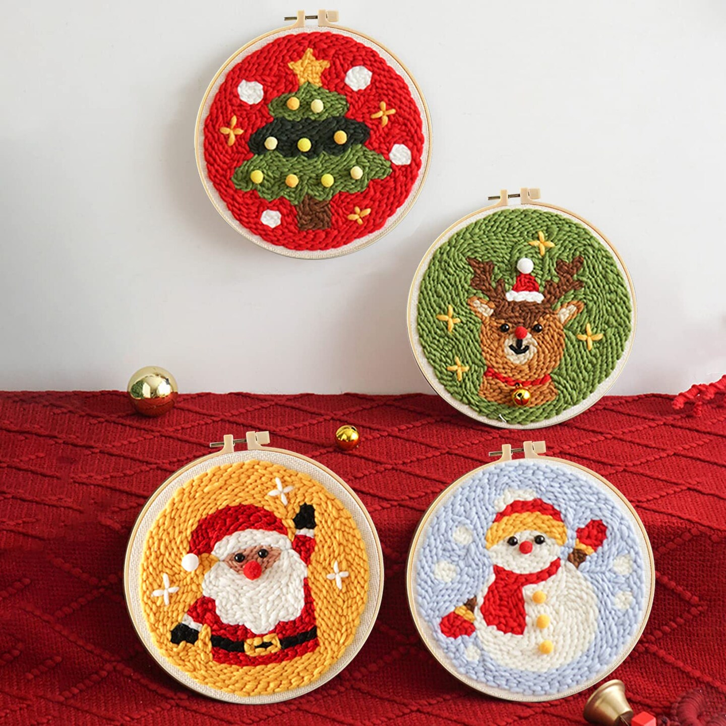 21-Piece Punch Needle Set, Adjustable Tool, Wooden Handle Embroidery Pens, Hoops, Cloth, Perfect for Adult Beginners & Gifts (Blue)