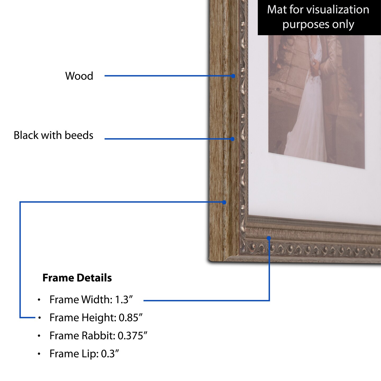 ArtToFrames 20x20 Inch Picture Frame, This 1.25 Inch Custom Wood Poster Frame is Available in Multiple Colors, Great for Your Art or Photos - Comes with Economy Acrylic and Corrugated Backing (A40OS)