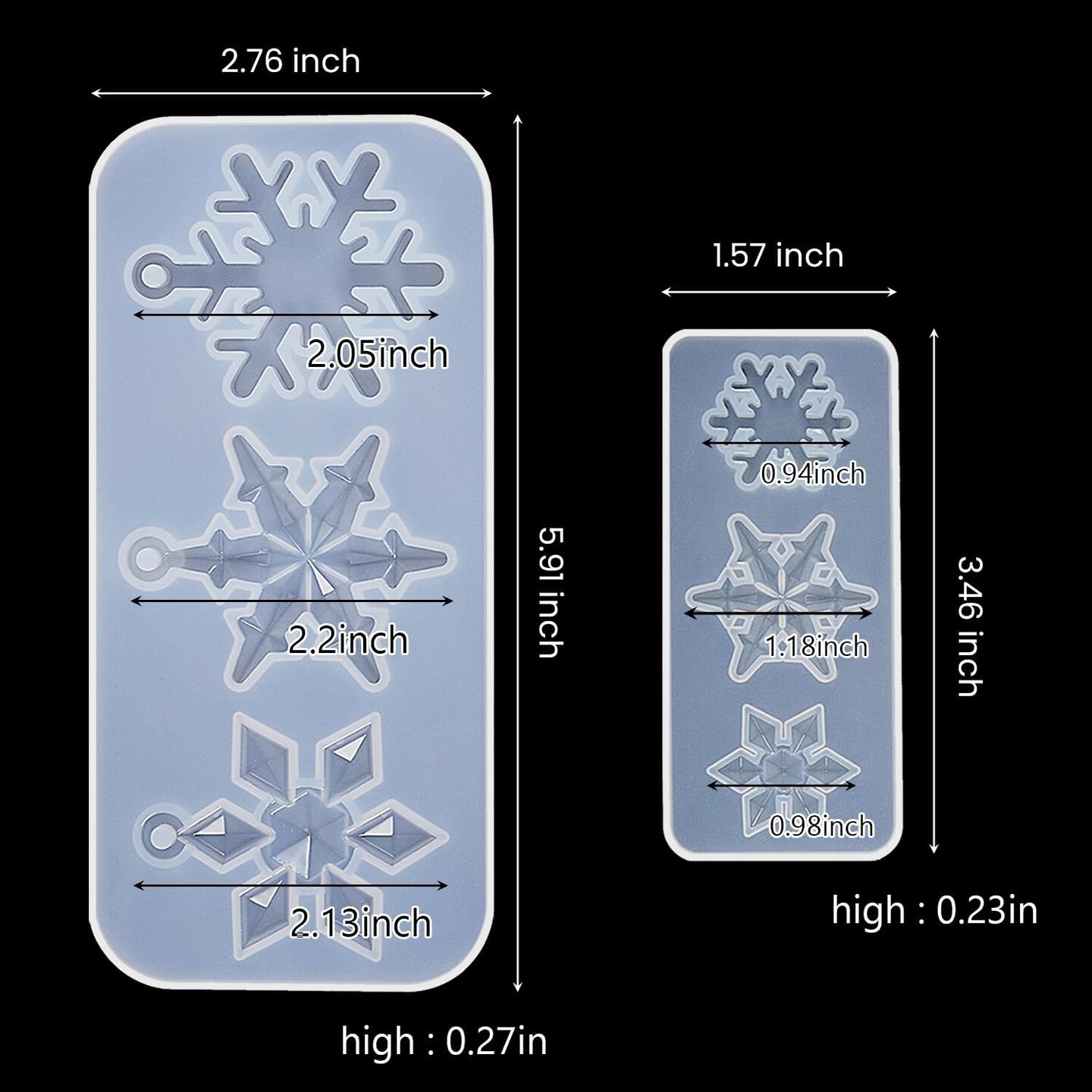 3 Pcs 3D Snowflake Silicone Mold Fondant Snowflake Chocolate Candle(Clear)