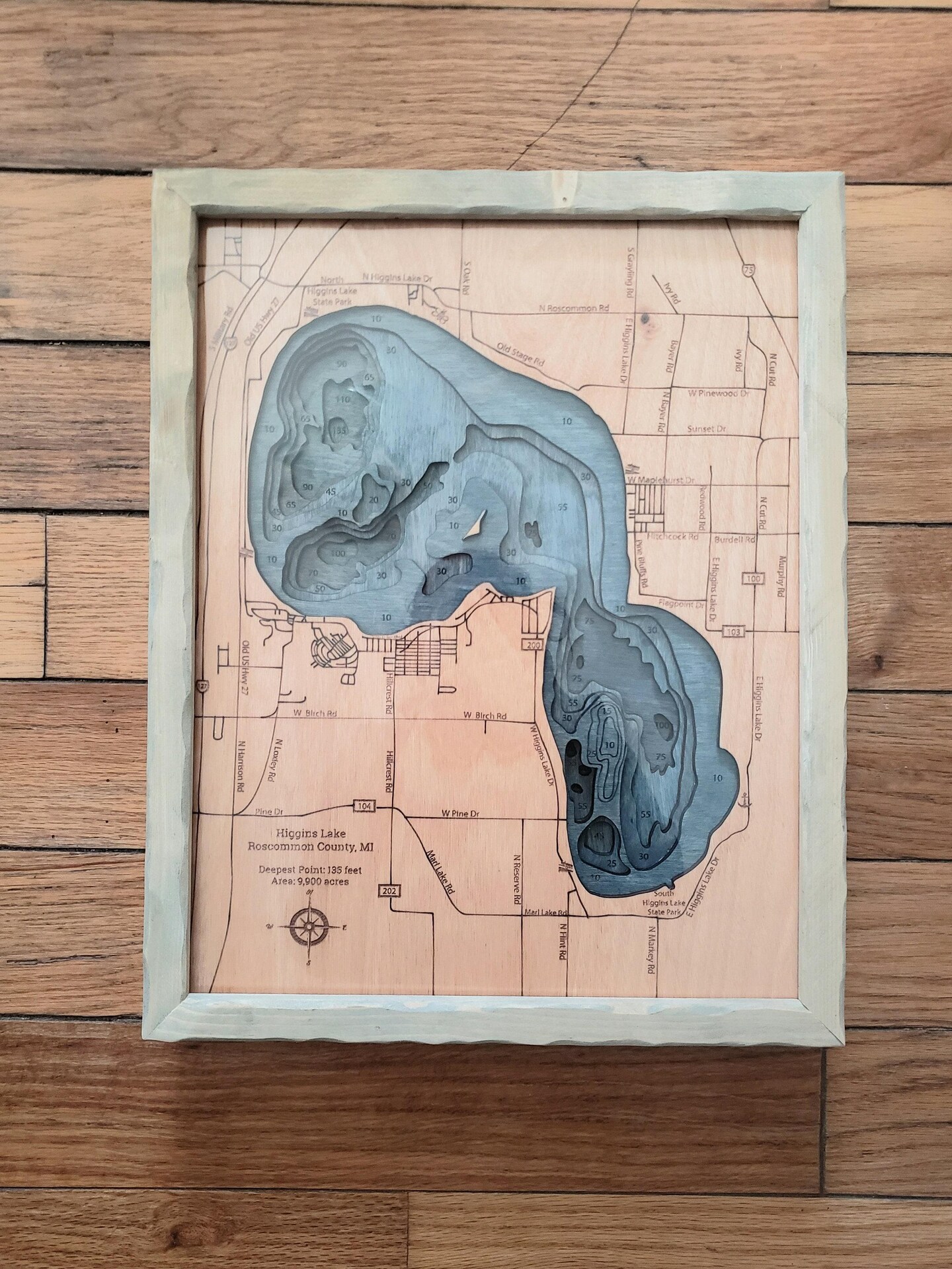 Lake Gaston, NC 3d Wood Map product 4