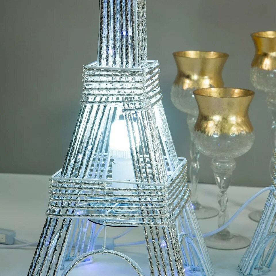 39&#x22; tall Silver LED Lights Eiffel Tower Wedding Party Home Decorations