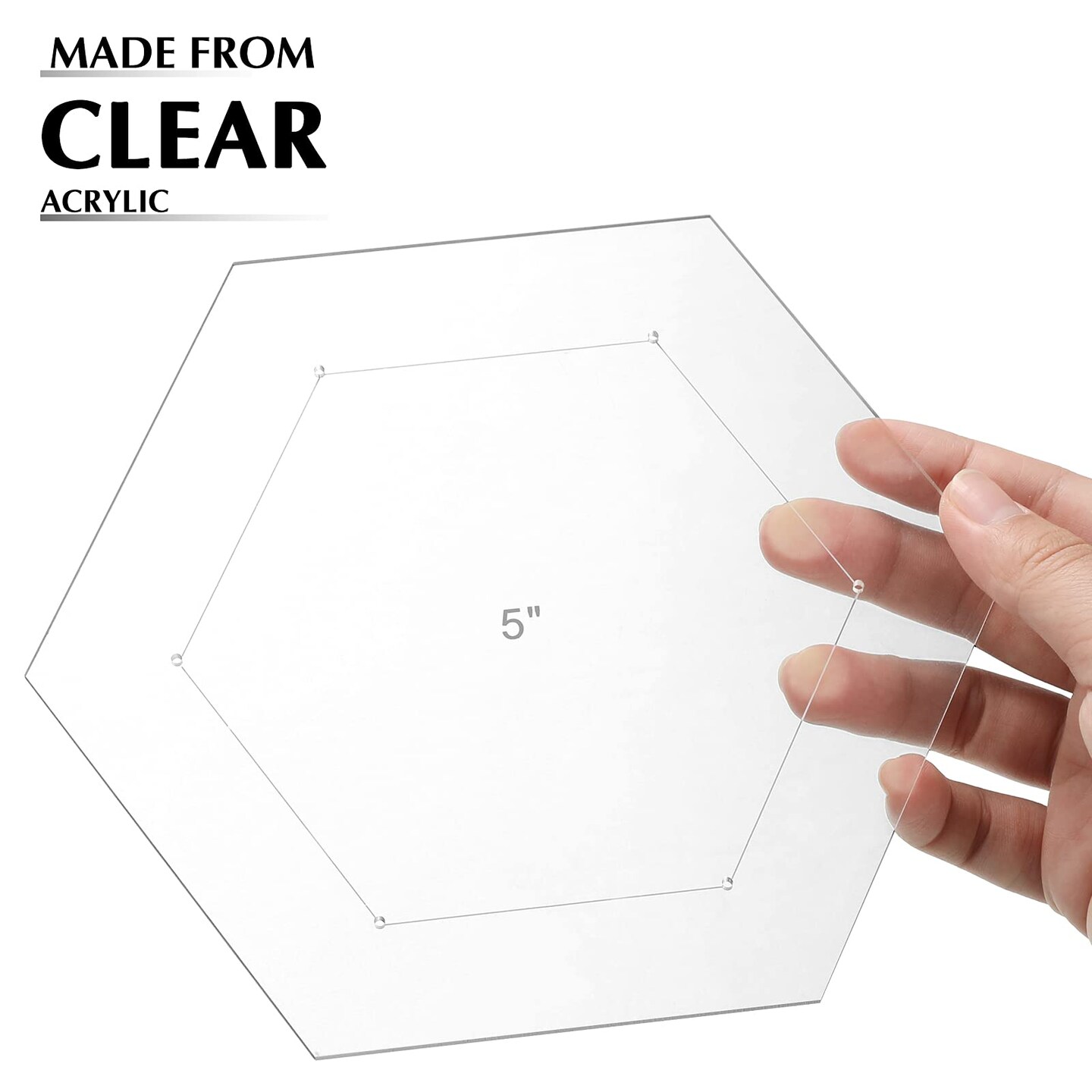 Weewooday 6 Pieces Hexagon Quilting Templates 1 Inch, 1.5 Inch, 2 Inch, 3 Inch, 4 Inch, 5 Inch with 1/4 Inch Seam Allowance, Acrylic Quilting Templates for DIY Quilting Sewing Crafts