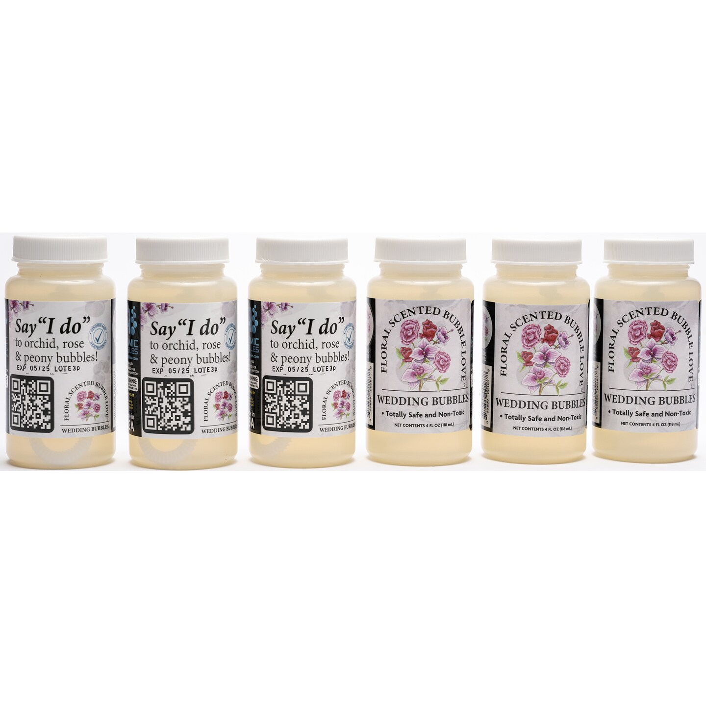 Atomic Bubbles: Bubble Love Floral Scented Bubbles - 6 pack - 4oz Bottles, Flower Wedding Bubbles, Party Favors, Anniversaries, Romantic Occasions