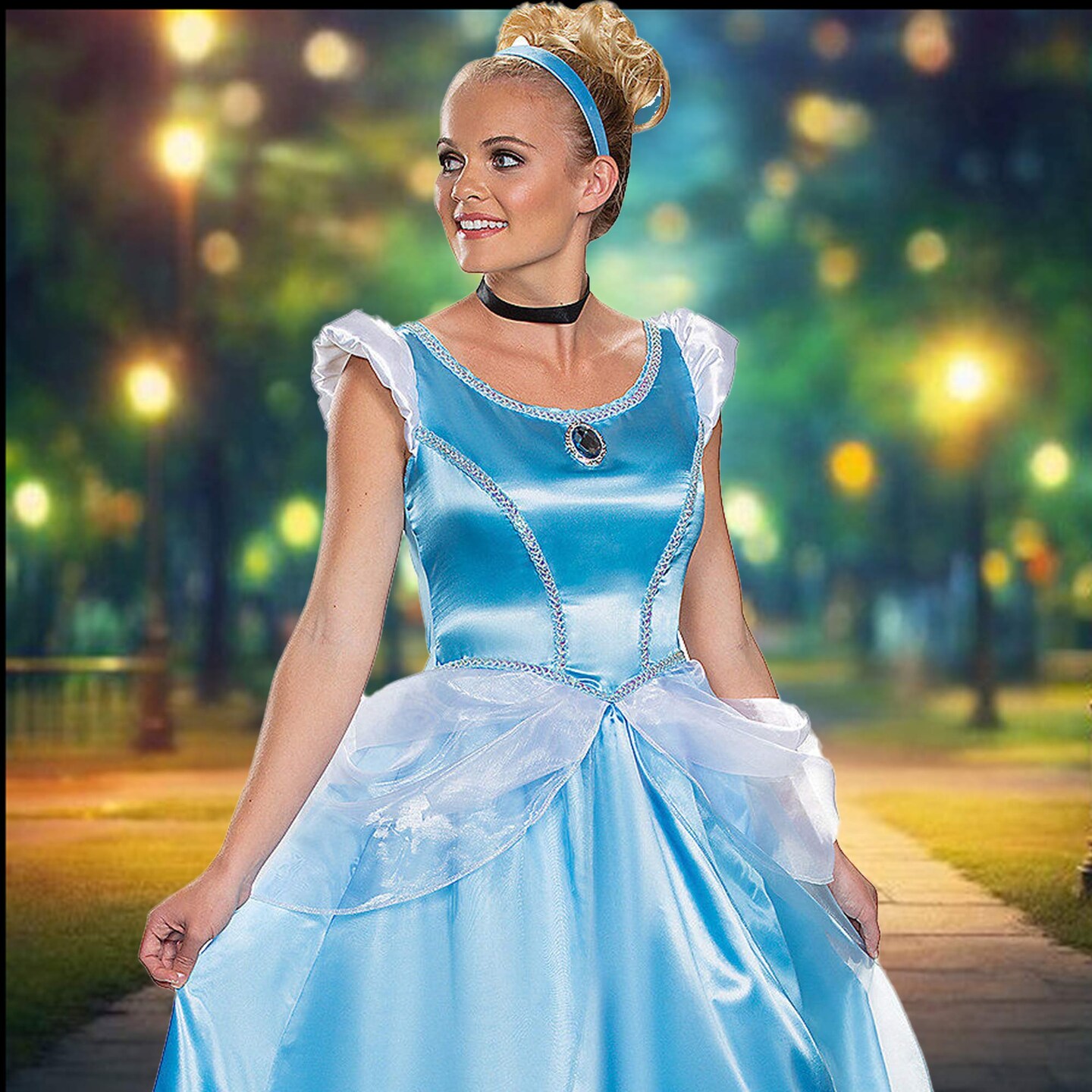 Womens Classic Disney Cinderella Deluxe Costume Pale Blue Gown