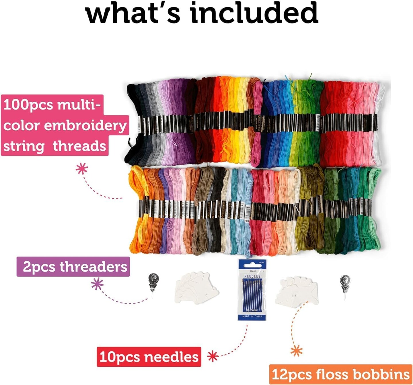 100pcs Embroidery Floss Kit for Friendship Bracelets String Making(Multicolor)
