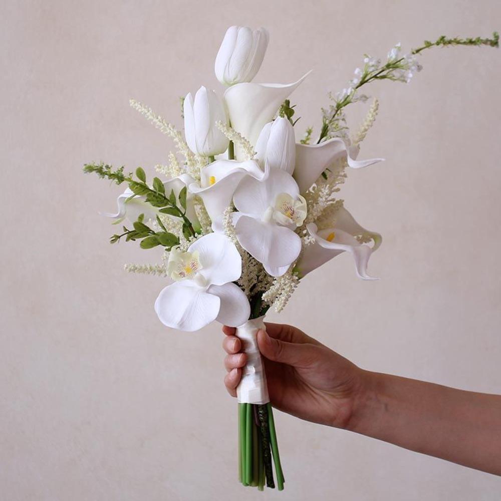 20pcs White Flowers Artificial Calla Lily Flower Real Touch Latex Flowers for DIY Wedding Bouquet Party Home Decor Faux Flowers Arrangement