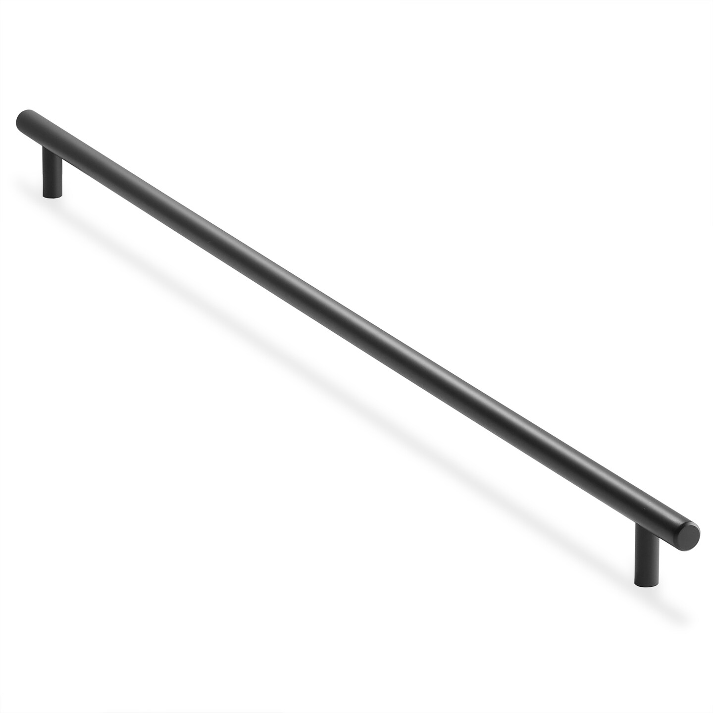 Cauldham Solid Stainless Steel Euro Cabinet Pull Matte Black (21-5/8&#x22; Hole Centers) - 2 Pack