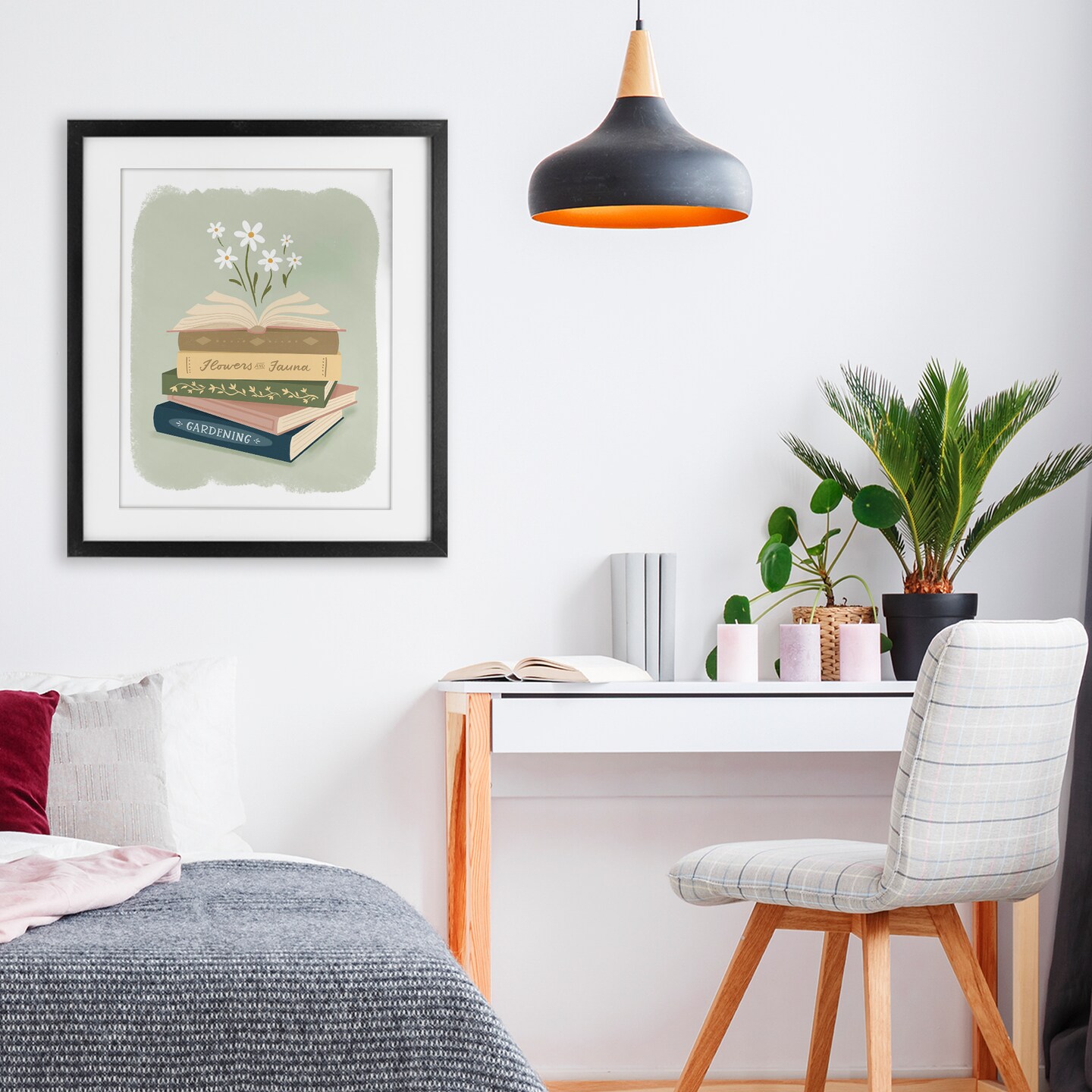 Stupell Industries Open Book Stack Gardening Theme Black Framed Print Under Glass, design by Sandra Picco