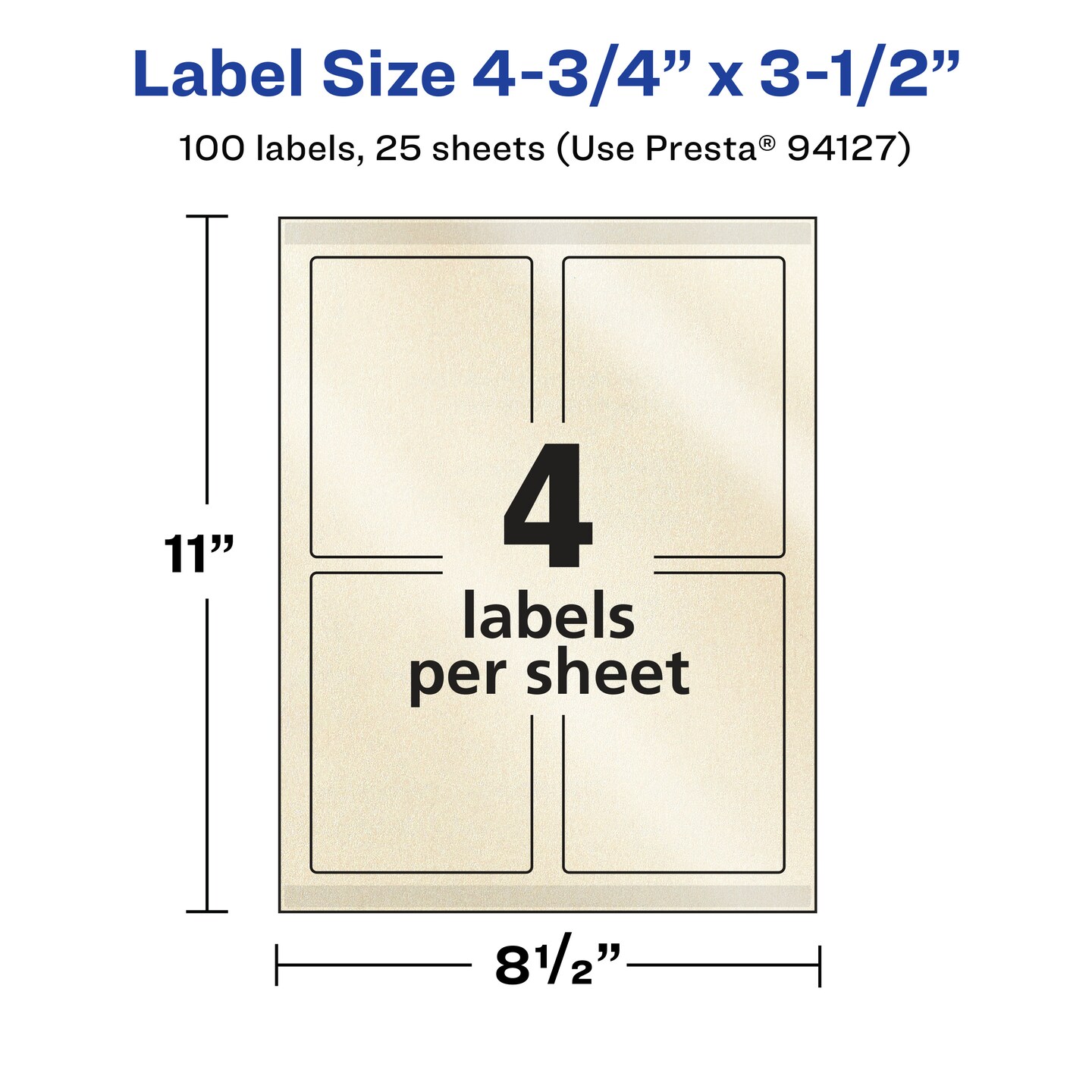 Avery Pearlized Ivory Rectangle Labels with Sure Feed Technology, Print-to-the-Edge, 4.75" x 3.5"