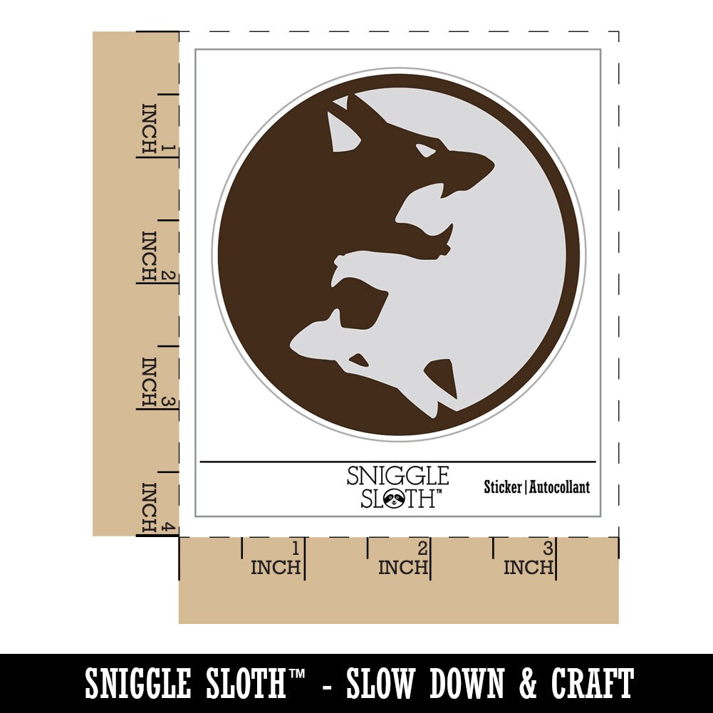 Yin Yang Wolf Wolves Waterproof Vinyl Phone Tablet Laptop Water Bottle Sticker Set - 5 Pack