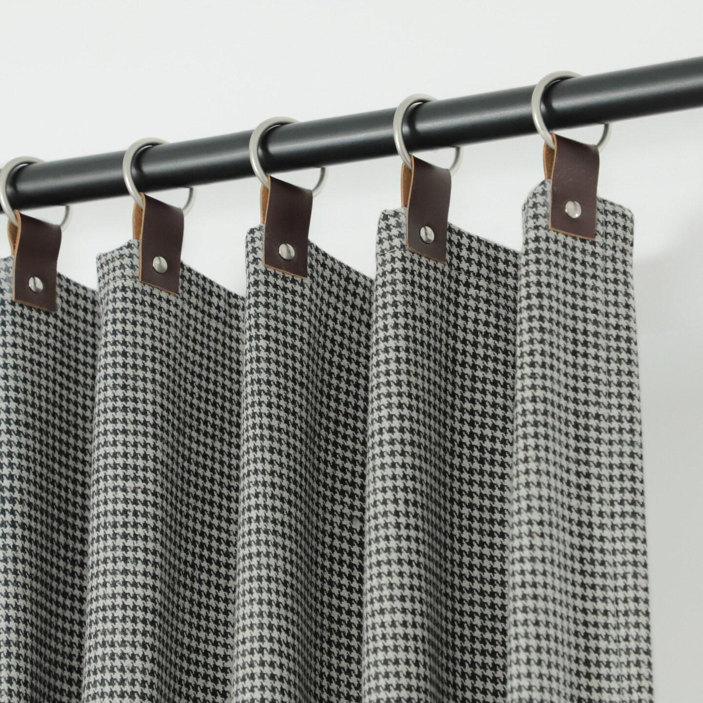 product name is Houndstooth Wool Curtain, Custom Made Thermal Curtain, Black Grey Curtains, Curtains For Living Room, UV Protection Curtains