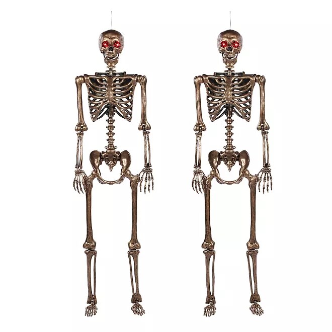 Bronze Talking Skeletons Set with LED Eyes