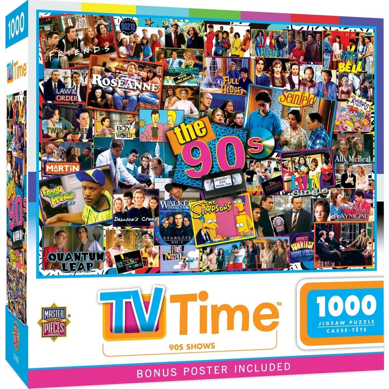 Masterpieces 1000 Piece Jigsaw Puzzle Tv Time Nostalgic 90S Shows 19.25X26.75