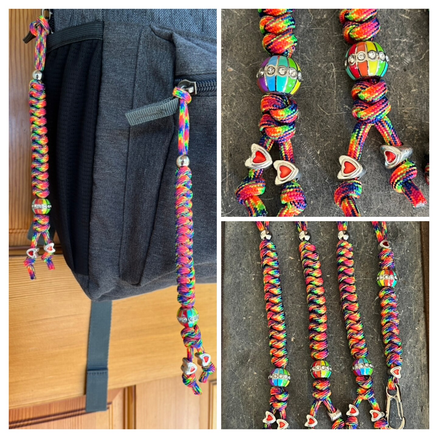 Rainbow 550 Paracord EDC Lanyard or Neck ID Badge Holder With