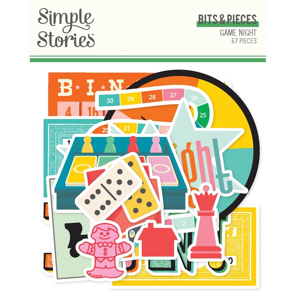 Simple Stories Bits & Pieces Die Cuts 67/Pkg-Game Night