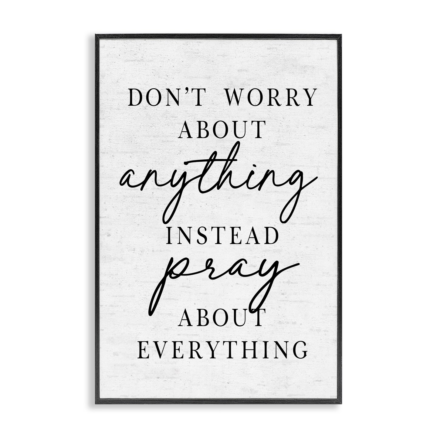 Stupell Industries Pray Instead Of Worry Framed Giclee, design by Lettered and Lined