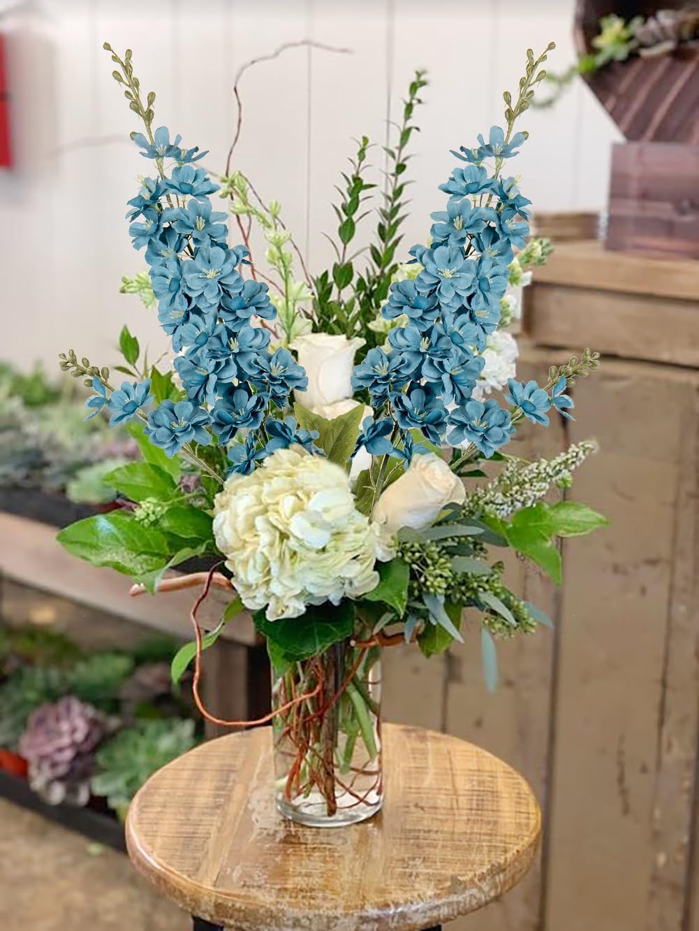 Artificial Delphinium Blue Artificial Flowers Rustic Decor Silk Flowre for Tall Vase Fake Snapdragon Silk Delphinium Flowers Arrangement