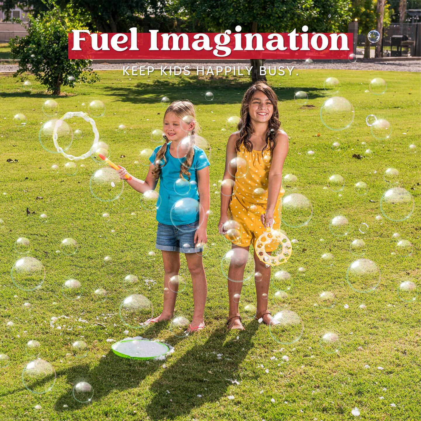 Big Bubble Wands Set with with Tray, 21" Giant Bubble Wands Bulk for Kids, Summer, Outdoor Play Period & Birthday Party & Games, 6 Pcs Solution Suitable, Suitable for All Age People