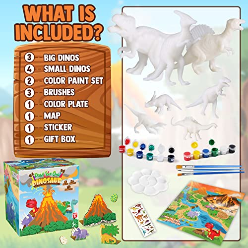 Dinosaur Painting Kit - Dinosaur Toys for Kids 3, 4, 5, 6, 7,8 9 Years Old, Christmas Gifts for Kids, Painting Set for Kids, Art Set for Kids with Painting Tools, Art Supplies, Toys for Boys