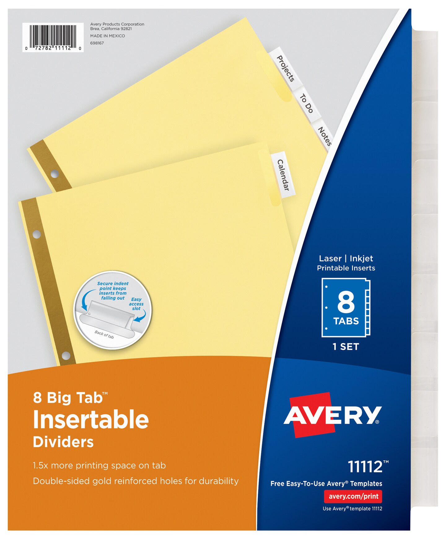 Avery Big Tab Insertable Dividers, Buff Paper, Clear Tabs, 8-Tab Set (11112) - 48 Pack