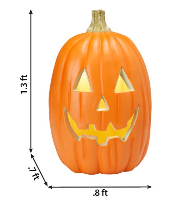 Halloween 16&#x22; Lighted Orange Jack Lantern Pumpkin Decoration