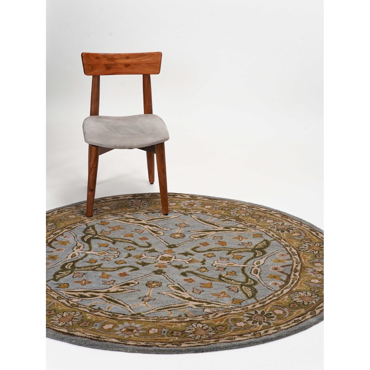 Hand Tufted Wool Area Rug Blue Green K00503 5X8 Eco-Friendly Non-Slip