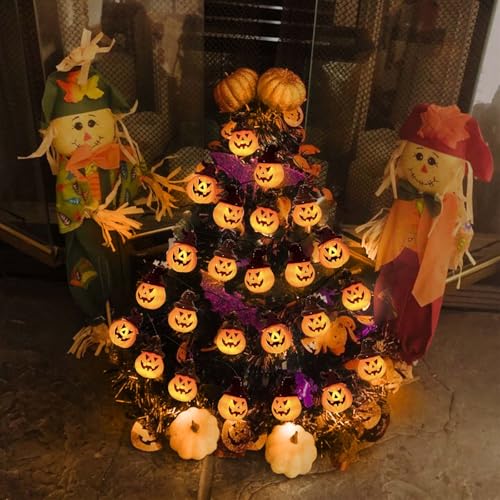 Solar Pumpkin Lights for Halloween Decorations Outside,2024 Newest Spooky Pumpkin Lights String for Outdoor Halloween Yard Decoration,Porch Decor,Halloween Camper Party Door Window Tree Decor