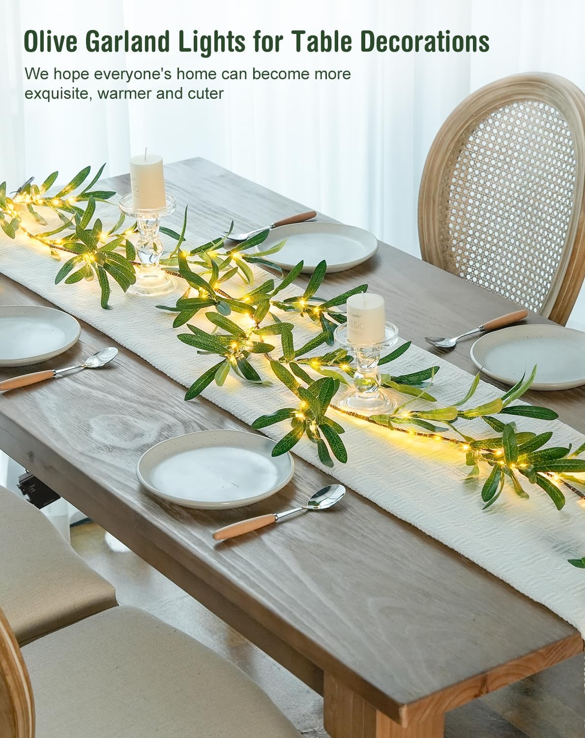 Fireplace Decor, 100 LED 6 Ft Christmas Mantel Garland Fairy Lights Battery Operated, Vines with Lights for Table Bedroom Fall Halloween Decoration