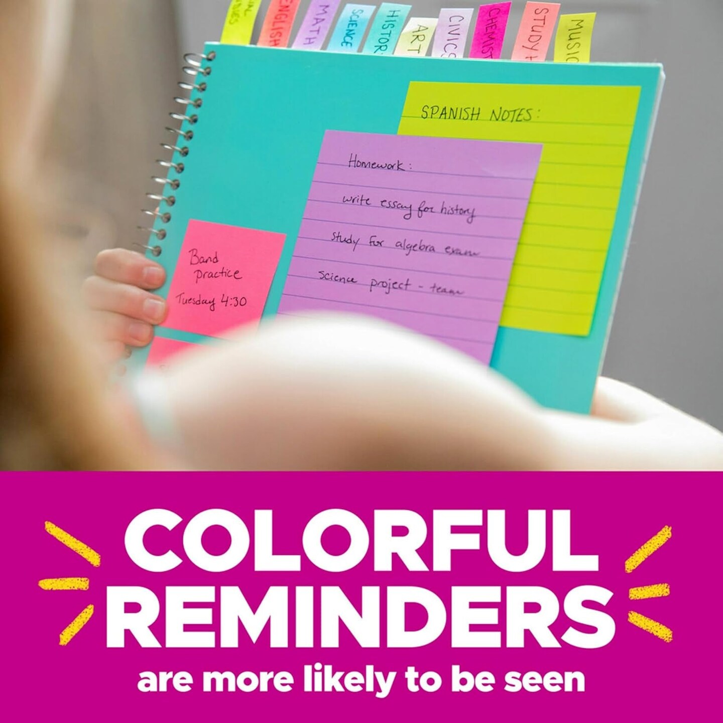 Super Sticky Notes, 3X3 In, 6 Pads, 2X the Sticking Power, Energy Boost Collection, Bright Colors (Orange, Pink, Blue, Green,Yellow),Recyclable (654-6SSAU)