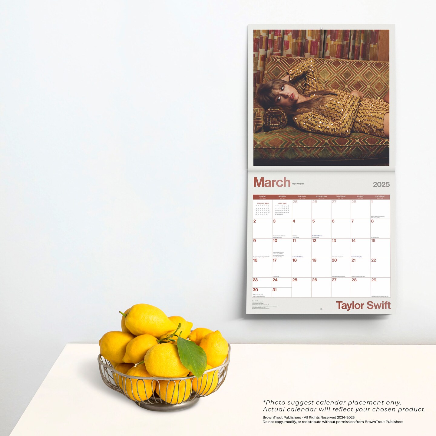 Taylor Swift OFFICIAL | 2025 12 x 24 Inch Monthly Square Wall Calendar | BrownTrout | Music Pop Singer Songwriter Celebrity