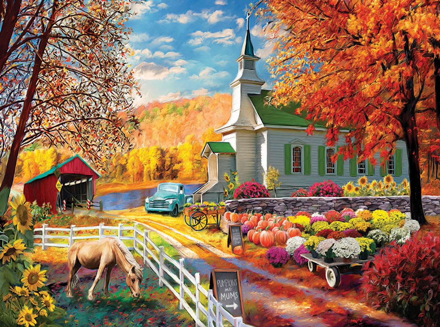 Sunsout Fall church 1000 pc   Jigsaw Puzzle 65021