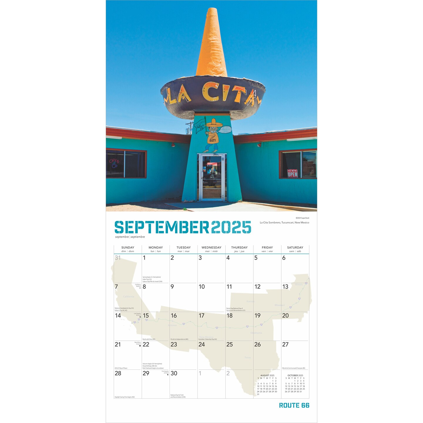 Route 66 | 2025 12 x 24 Inch Monthly Square Wall Calendar | Plastic-Free | BrownTrout | USA United States of America Scenic Rural