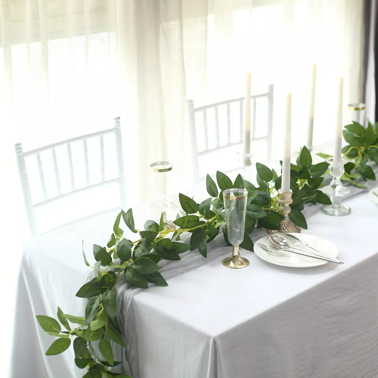 6 feet Green Silk Rose LEAVES Artificial Vine Greenery Garland Party Decorations