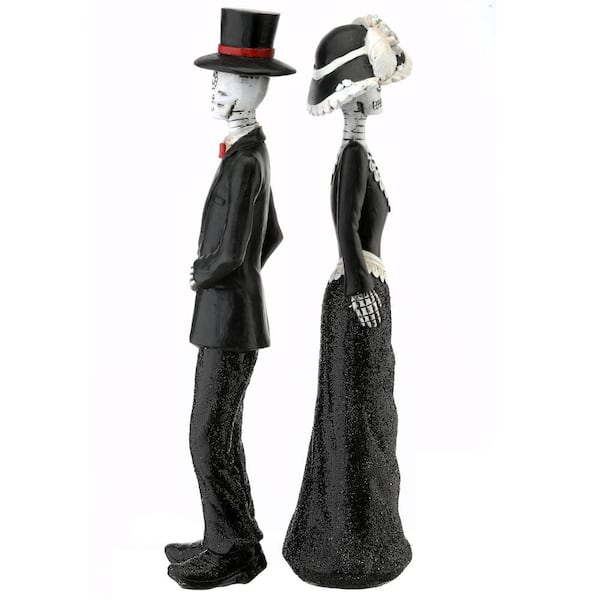 Halloween 13&#x22; Black Outfitted Skeleton Couple