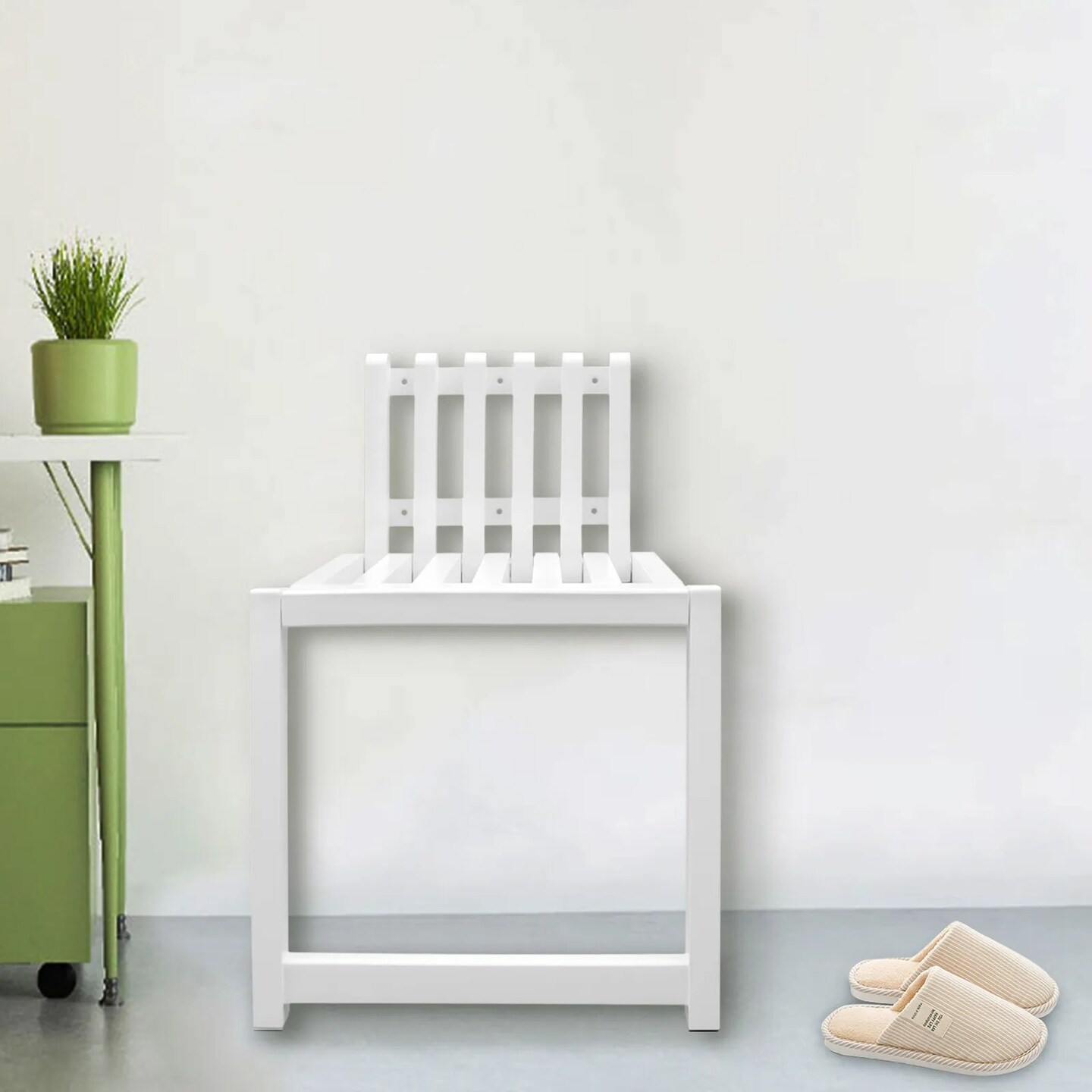 Wall Mount Wood Folding Chair Hidden Footstool Entryway Seat Bench Bathroom