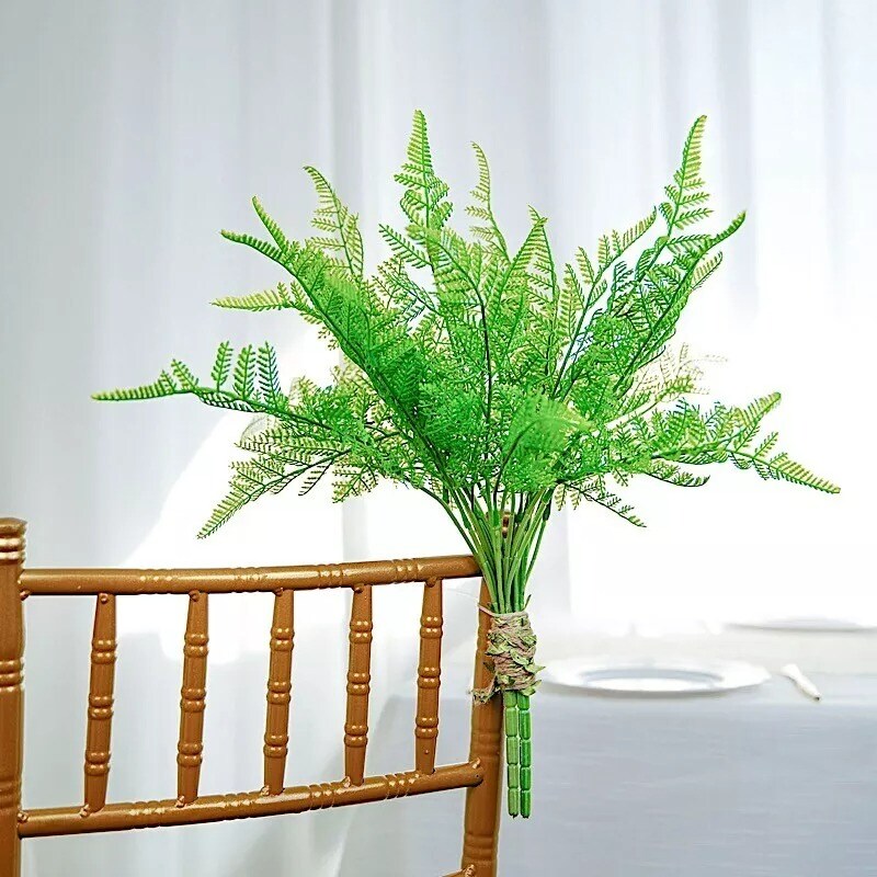 2 Green 19&#x22; ARTIFICIAL Asparagus Fern LEAVES Faux Greenery Stems Party Supplies