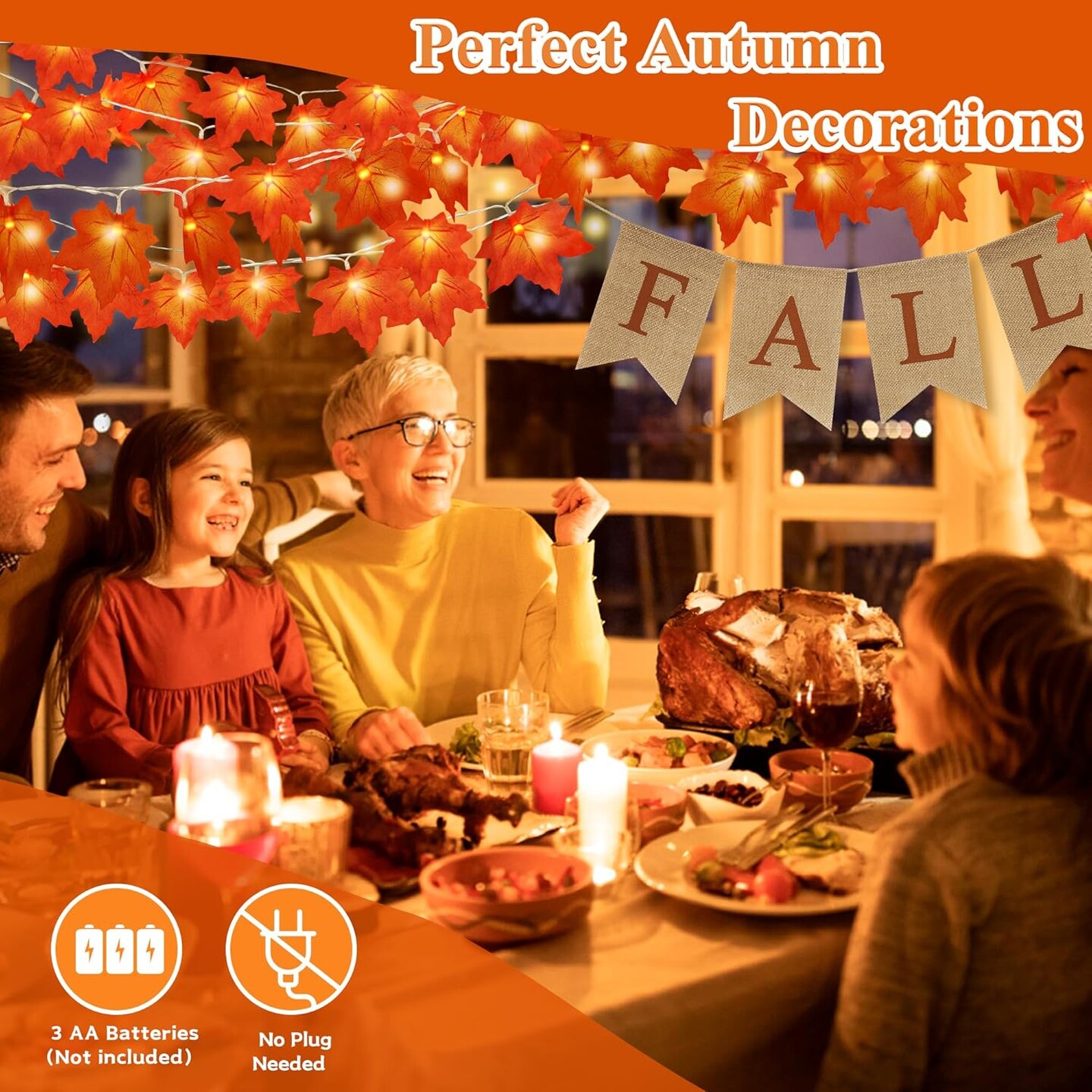 2Pack Fall Decorations for Home Fall Room Door Porch Decor Autumn Halloween Thanksgiving Decortions for Mantle Kitchen Office Indoor Outdoor